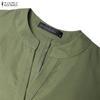 ZANZEA Women Casual V-Neck 3/4 Sleeve Solid Color Long Dress