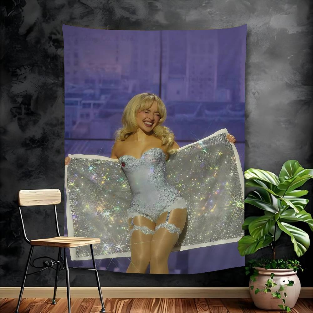 Modern Fashion Singer Sabrina DIY Wall Tapestry Hippie Flower Wall Carpets Dorm Decor Wall Art Decor