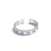 Yhpup Bling Cubic Zirconia Heart Love Open Adjustable Fashion Ring Exquisite Stainless Steel Charm Romantic Daily Jewelry Gift