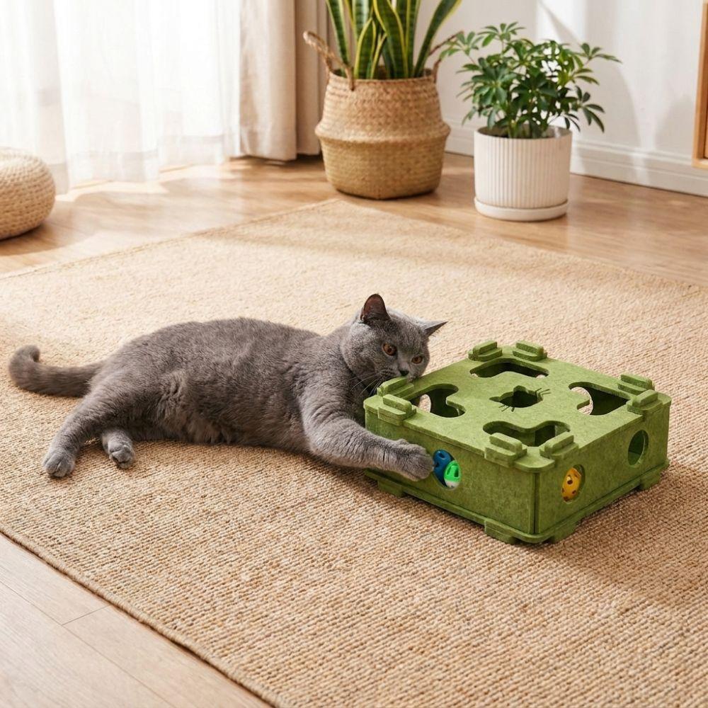 Bite Resistant Cat Maze Play Box Felt Cat Teaser Box Funny Interactive Cat Toy Kitten