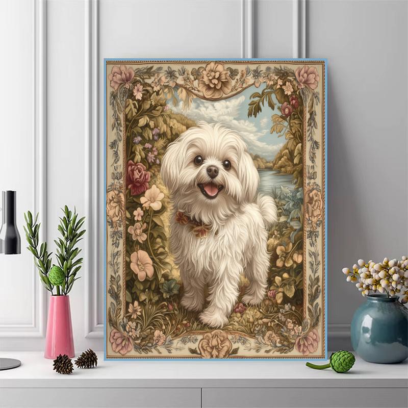 Maltese Pattern 3pcs 100% Round Full Drill 5D DIY Diamond Painting Embroidery Cross Stitch Rhinestone Décor