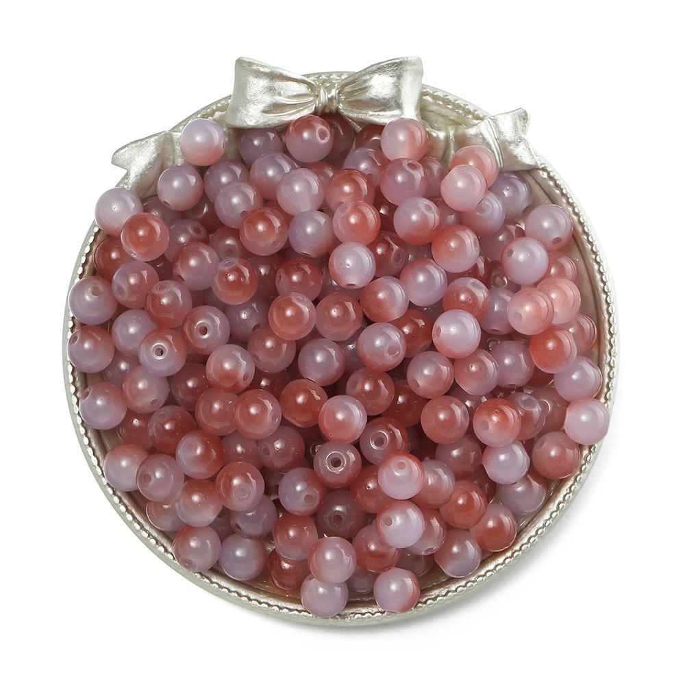 50pcs 8/10mm Double Color Jelly Result Round Glass Beads Loose Spacer Beads Pattern for Jewelry Making DIY Bracelet Necklace