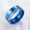 Fashion 8mm Men Blue Stainless Steel Wedding Ring Fashion Silver Color Meteorites Inlaid Steel Ring For Men Wedding Band