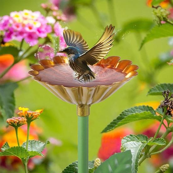 Metal Blomsterhavepæl Dekorativ Bi Vandingsstation Kolibri Fodder Mini Fuglebad Udendørs Bestøver Drikkeskål til Bier i Haven