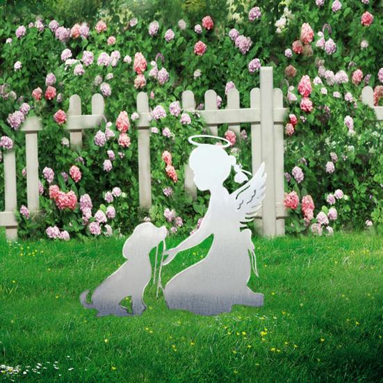 Pet Memorial Garden Stake Guardian Angel with Pet Garden Decor Outdoor Cat Dog Memorial Sign for Pet Owners Yard Art Decoration