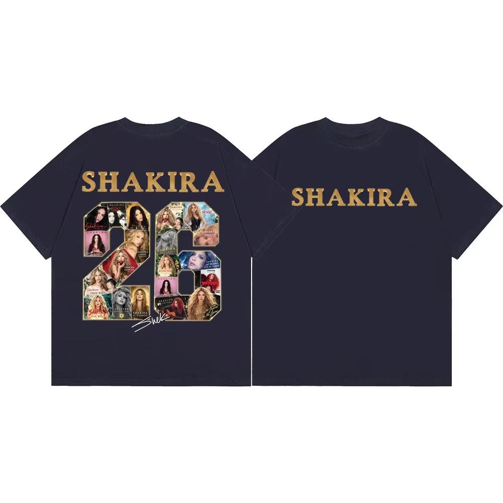 Singer Shakira World Tour 2026 Merch Tshirts Fashion Vintage Short Sleeve T Shirts Unisex Unisex Casual Cotton Tshirt Streetwear