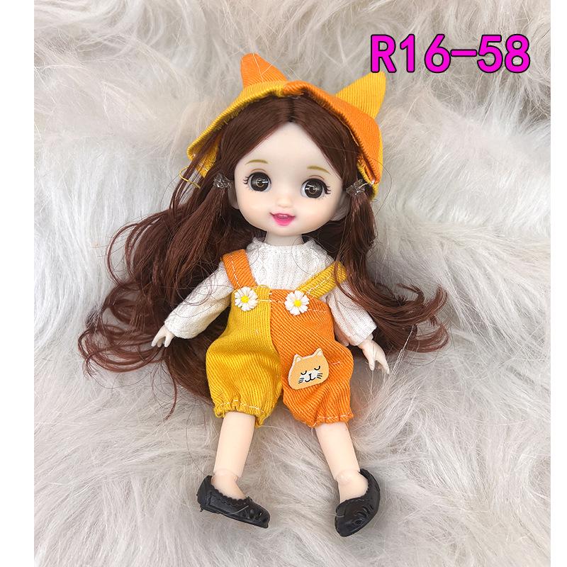 16cm 8-Point BJD Princess Doll with Denim Wedding Dress & Accessories - 6" Dress-Up OB11 Clothes, Tops, and Shorts