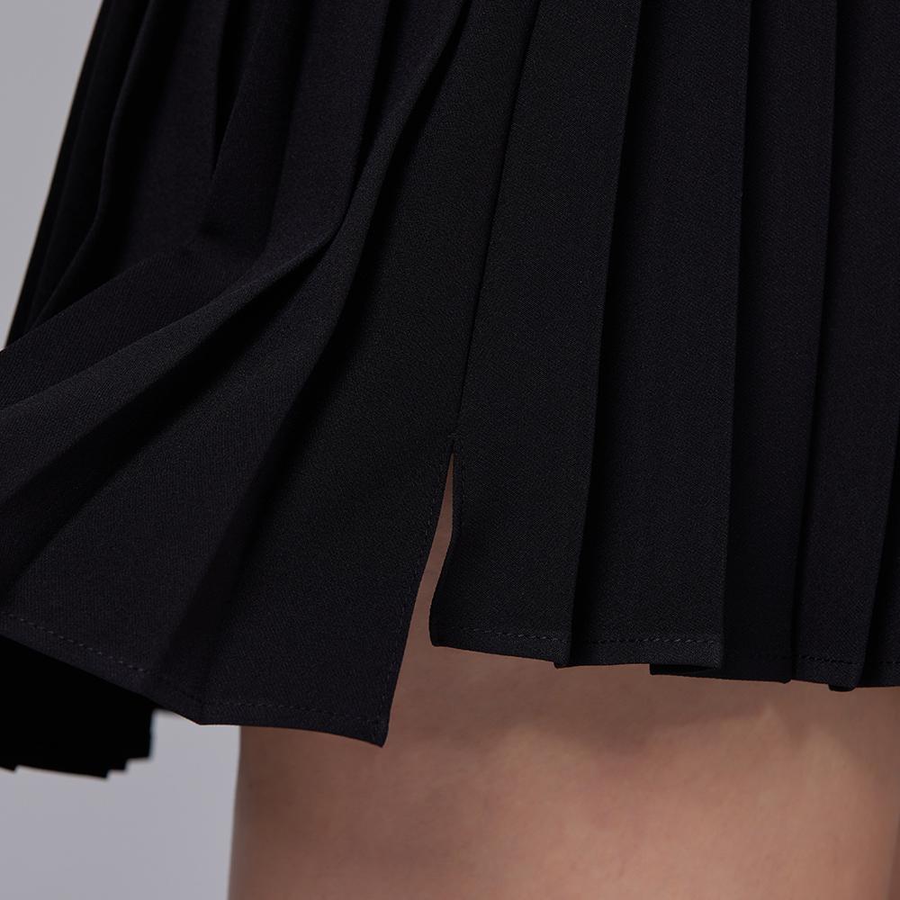 J Jane Asymmetrical Belted Pleated Skirt (Black)