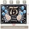 Elegant 75th Birthday Tapestry, Blue Balloons & Sparkle Background