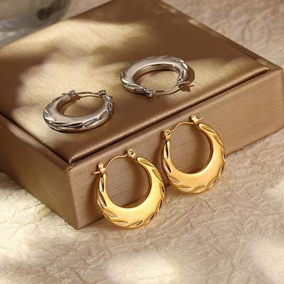 Pattern Horn Stainless Steel Earrings Simple Trend Women's 18K Non-fading Earrings