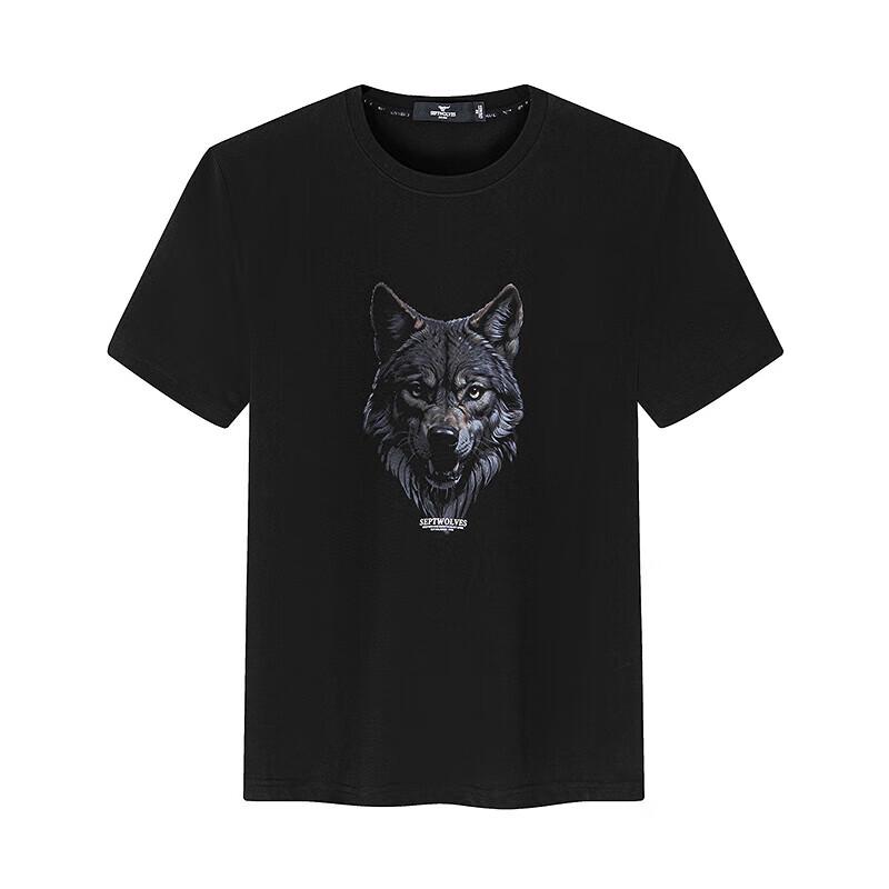 Septwolves Men's Summer Cool Big Wolf Head Print Short-Sleeve T-Shirt