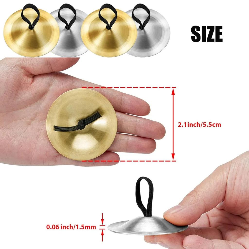 2 Stück Professionelle Fingerbecken für Bauchtanz Einfach zu bedienen mit elastischem Band Poliert Verschleißfest Handbecken für Partys