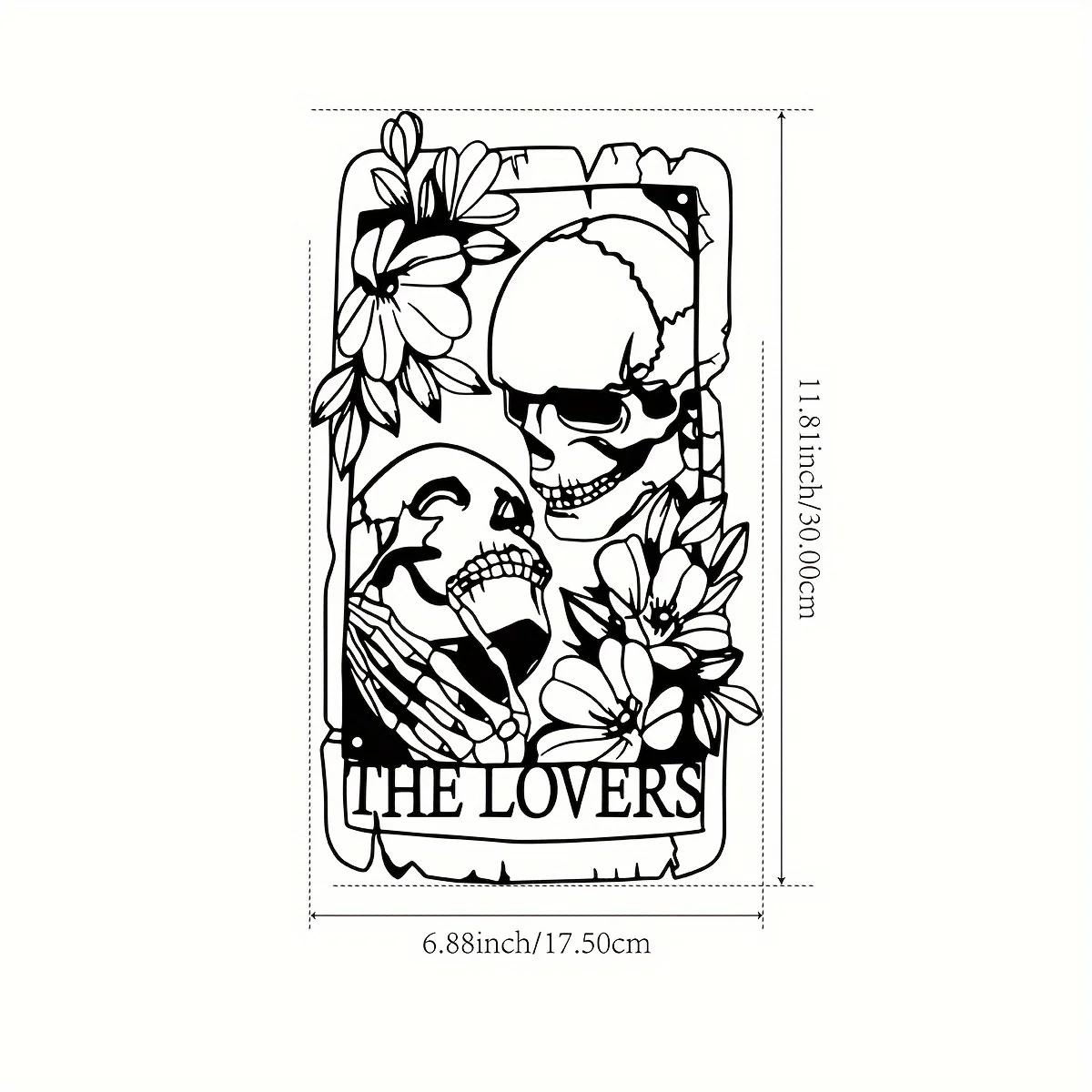 

Часть богемного металла готический стиль череп пара настенное искусство железная фреска внутреннее и наружное украшение для дома двор балкон чёрный