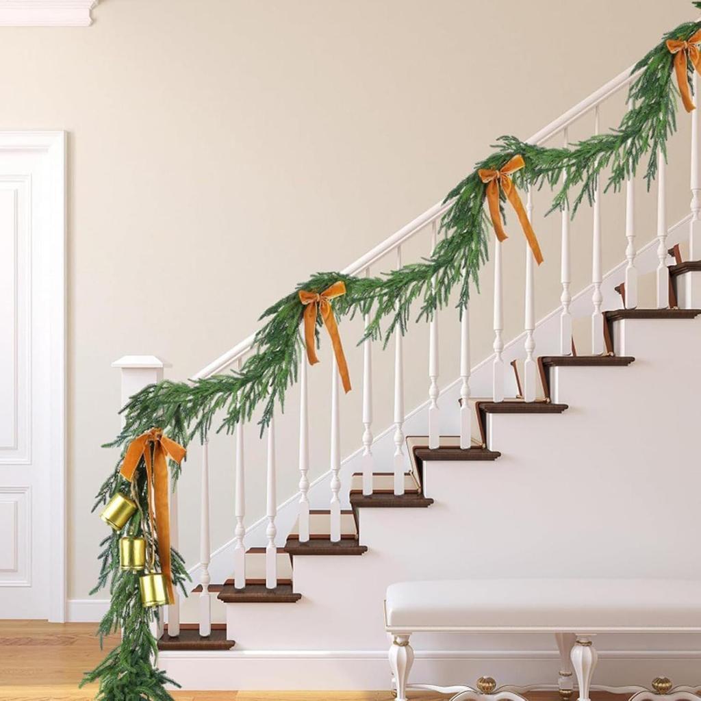 150cm/180cm/270cm Christmas Pine Garland Artificial Faux Pine Christmas Greenery Seasonal Decor Outdoor Christmas Decorations
