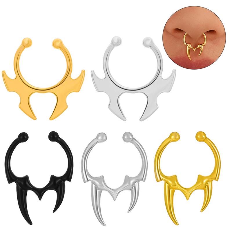 Gothic Horn Nose Clip Non Piercing Fake Nose Ring Non Perforation Body Jewelry
