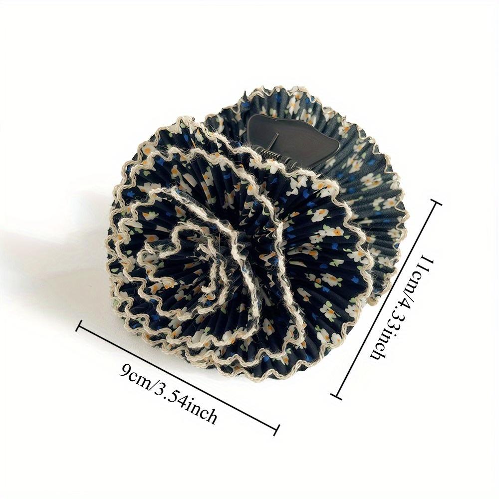 Boho Materiał Plisowany Kwiatowy Duży Klips do Włosów dla Kobiet Dziewcząt Vintage Akcesoria do Stylizacji Włosów Szczęka Kraba Spinka Nowy