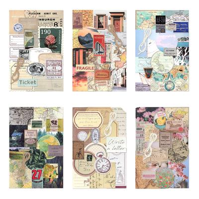 Vintage Pattern Paper with Washi Stickers Scrapbooking Paper with Prints Decorative Craft Paper Single Side Various Shapes Small Size for Card Making