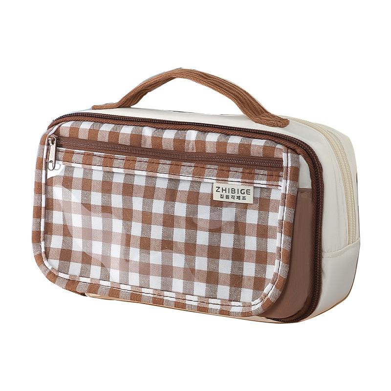 Multi Compartment Fabric Pen Bag With Magnetic Closure For Students And Office Use