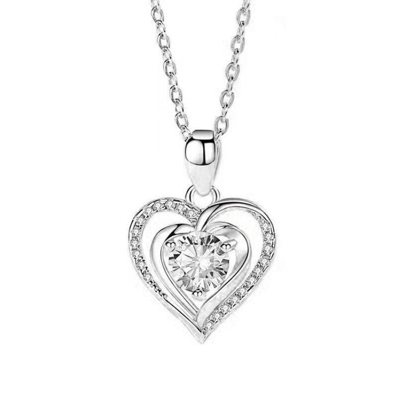 Pt950 White Gold Heart Pendant Necklace - Perfect Qixi Valentine's Day Gift for Her
