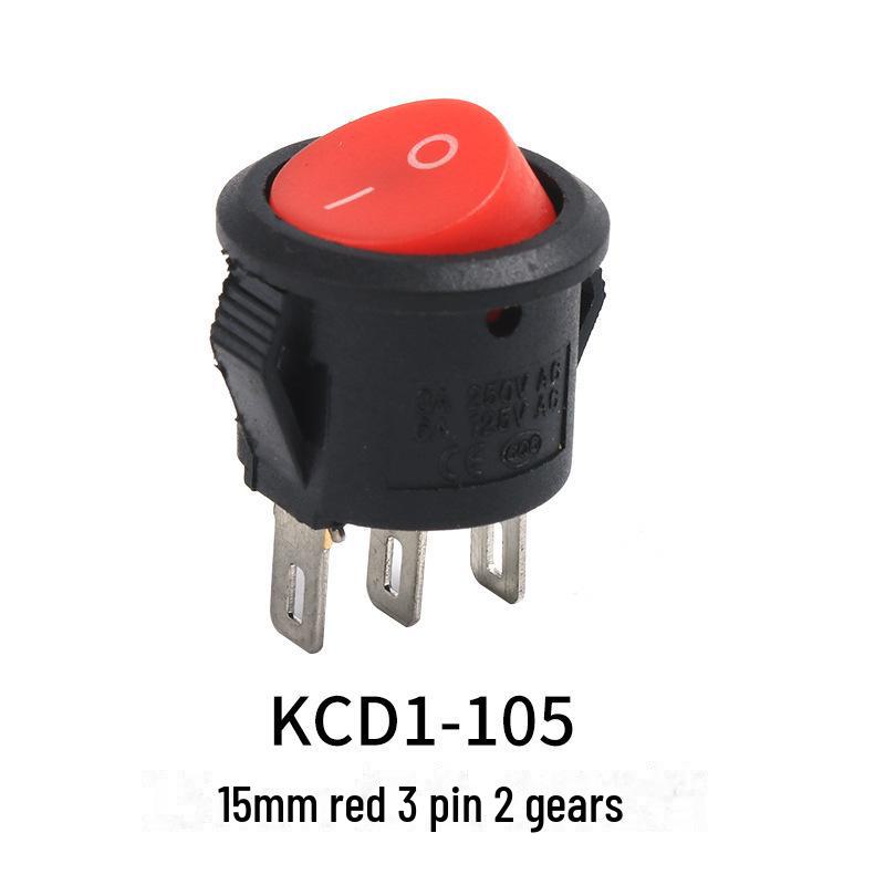 

Круглий перекидний перемикач із підсвічуванням KCD15 - водонепроникний, овальний, 3-ножний перемикач 3-pin 2-speed 15MM червоний