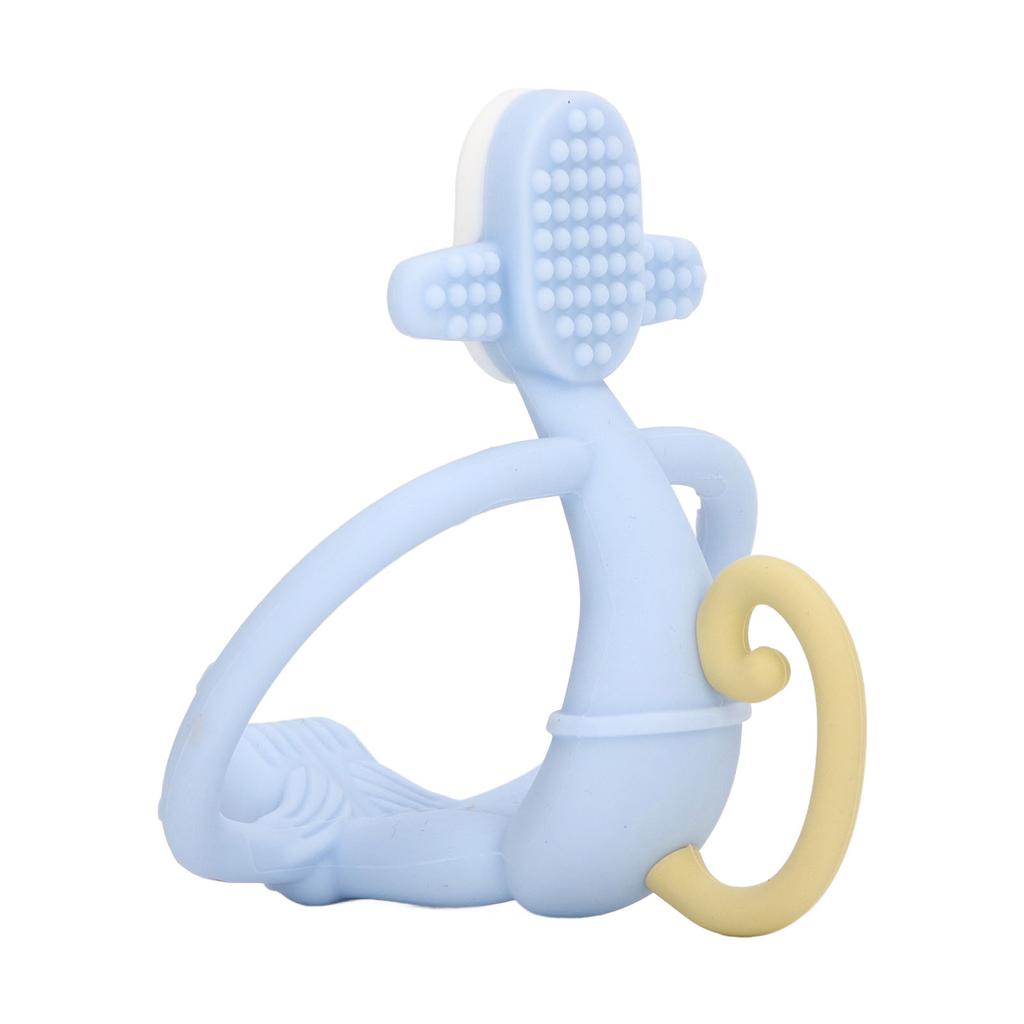 Baby Teething Toy Chewing Teether Monkey Shape Food Grade Silicone Set Kit for Infant Blue