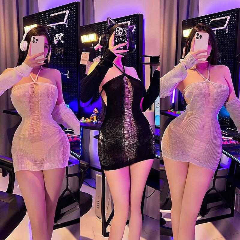 Backless Plus Size Sweater Sexy Lingerie Female Passion Suit Uniform Temptation Flirting Free 7