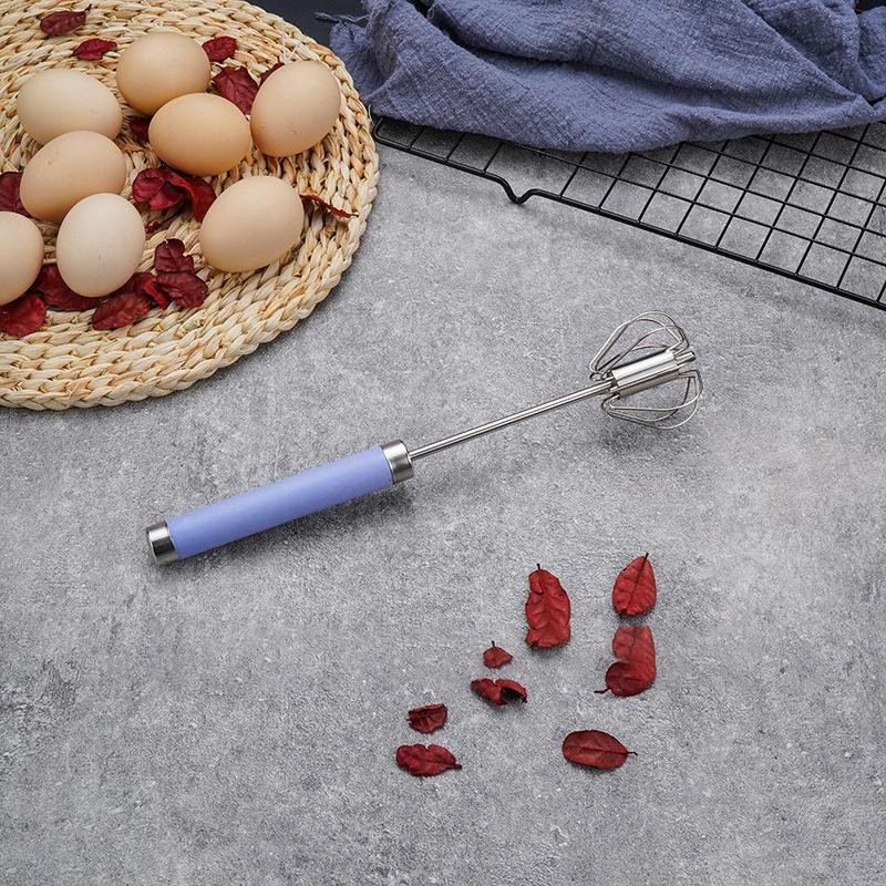 Stainless Steel Household Semi-Automatic Rotating Egg Beater Push-Type Egg Cream Baking Stirring Stick Manual Egg Beater