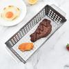 Stainless Steel Grilling Plate Double Handle Frying Food Holding Pan BBQ Tray  Outdoor