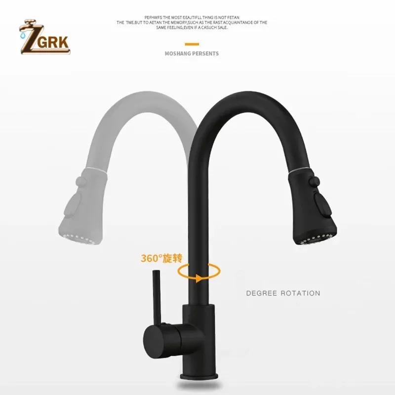 Black Kitchen Faucet Deck Installation Sink Faucet with Sprinkler Pull-Out Kitchen Mixer Tap 360° Rotatble Mixer Faucet