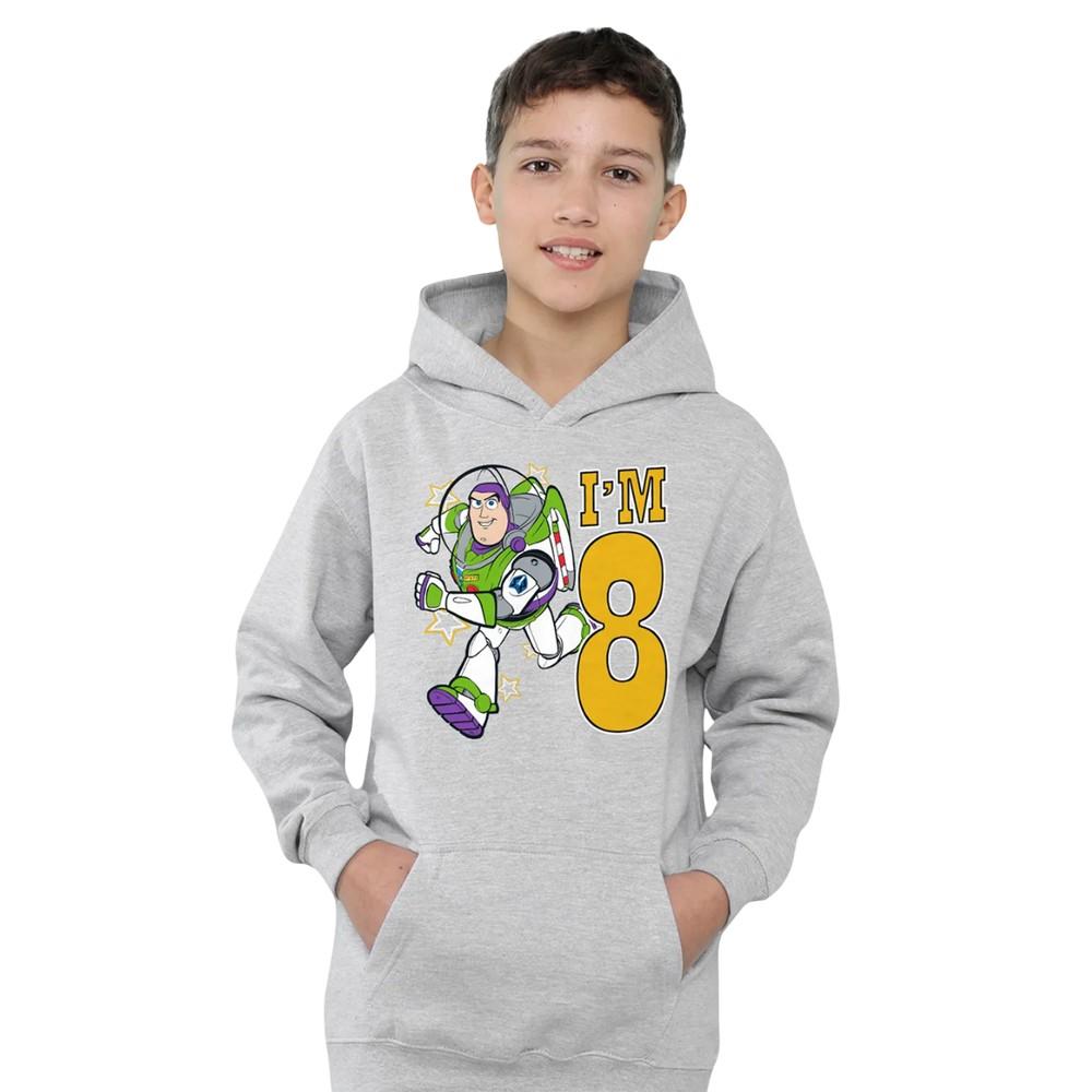 Toy Story Childrens/Kids I'm 8 Buzz Lightyear Heather Birthday Pullover Hoodie