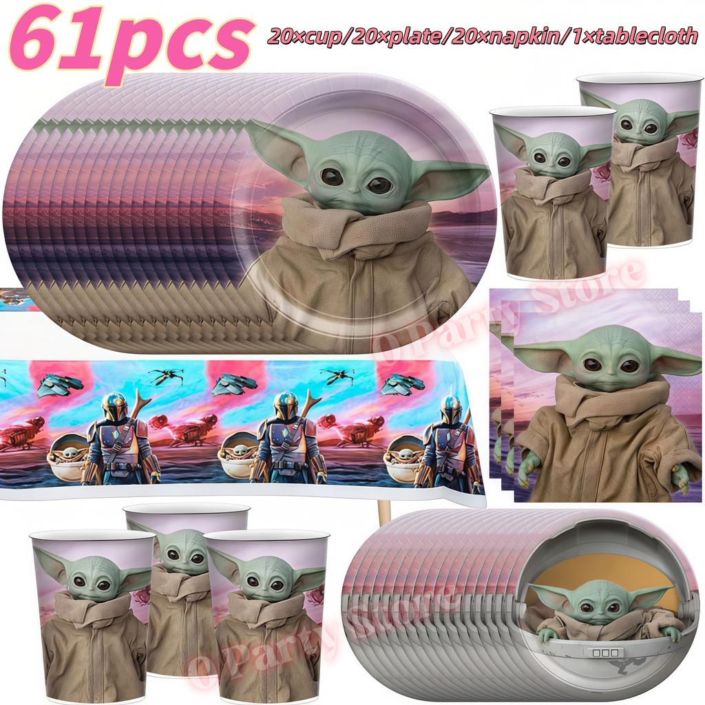 Cute Yodaes Baby Birthday Party Decorations Plate Cup Napkin Balloon Banner for Boys Party Favor Baby Shower Event Supplies Gift
