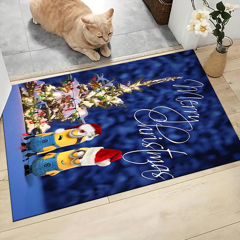 1Pc Christmas Minions Snowscape Carpet Rug Soft Washable Antislip Home Living Room Sofa Mats Personalized Christmas Rug