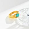 316L Stainless Steel Oval Natural Stone Ring for Women, 18k Gold Plated Fashion  2025 New Finger Accessory Waterproof