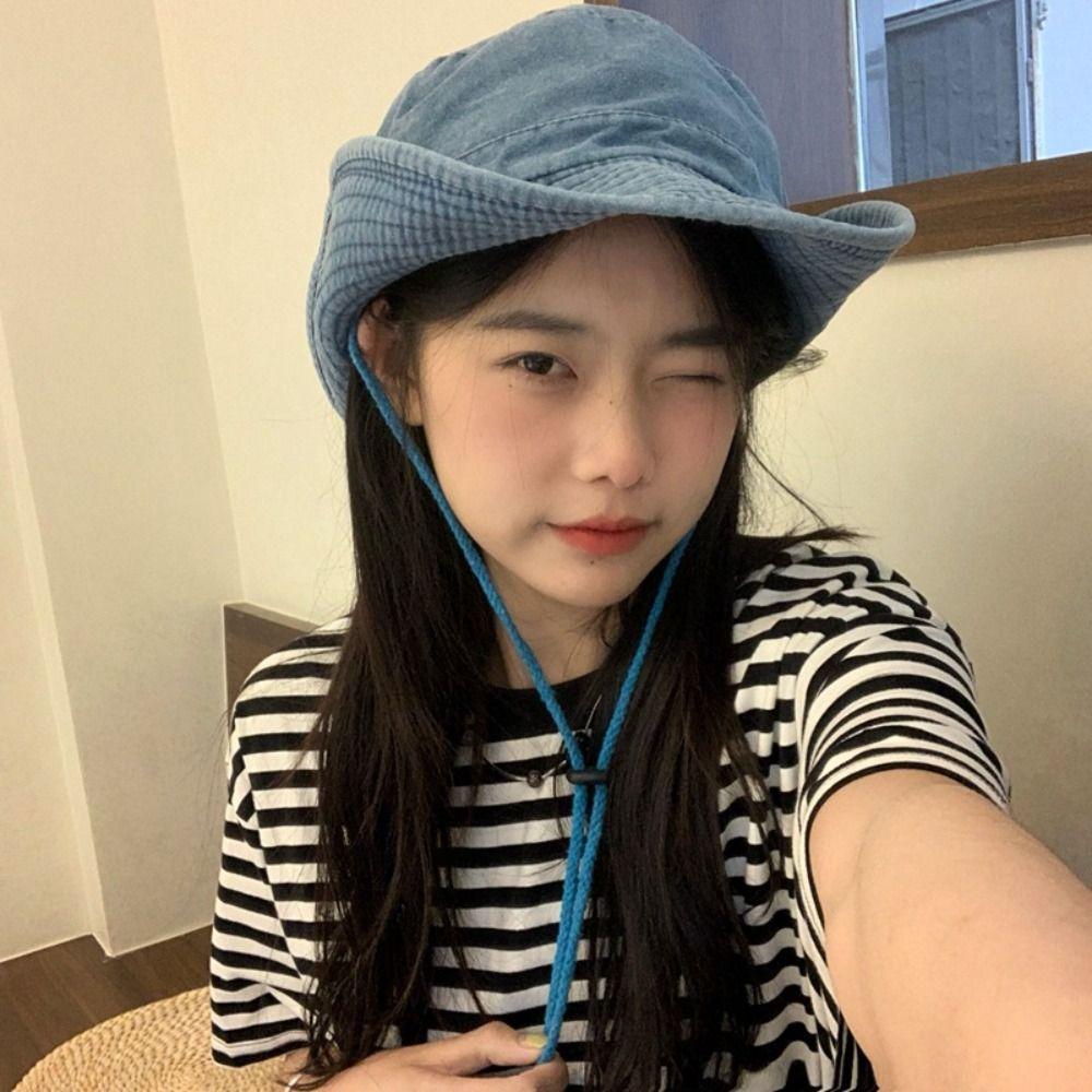 Y2K Denim Bucket Hat Sunscreen Sun Protection Hat Fashion Western Cowboy Hat  Mountaineering