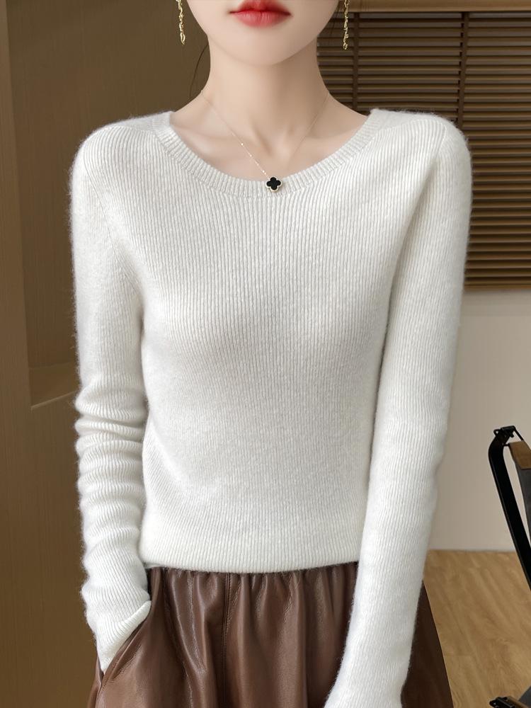 Retro Four-Thread Knit Sweater - Women's Round Neck Top for Autumn/Winter