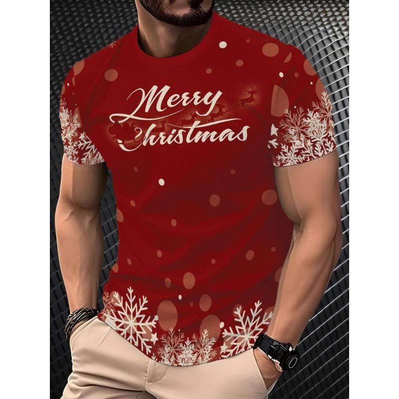 

Чоловіча футболка з принтом Санта Клауса, футболка з коротким рукавом, модна, повсякденна, зручна, великого розміру, креативна футболка L