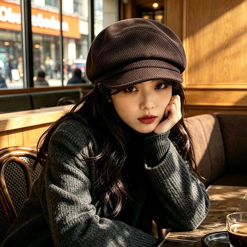 Women S Large Size Face Slimming Vintage Simple Casual Hat For Autumn Winter