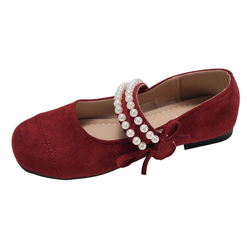 Red French retro light mouth low heel single shoes women's 2025 new summer skirt soft sole versatile Mary Jane shoes