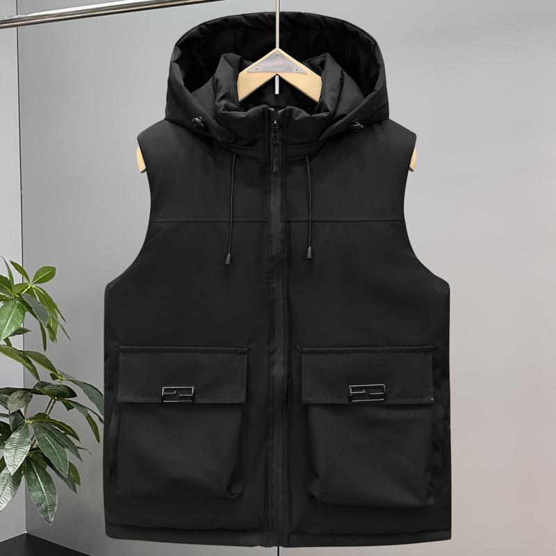

Fashion Winter Men s Sleeveless Jackets Plus Size Thick Black Outerwears Man Warm Vest M чёрный
