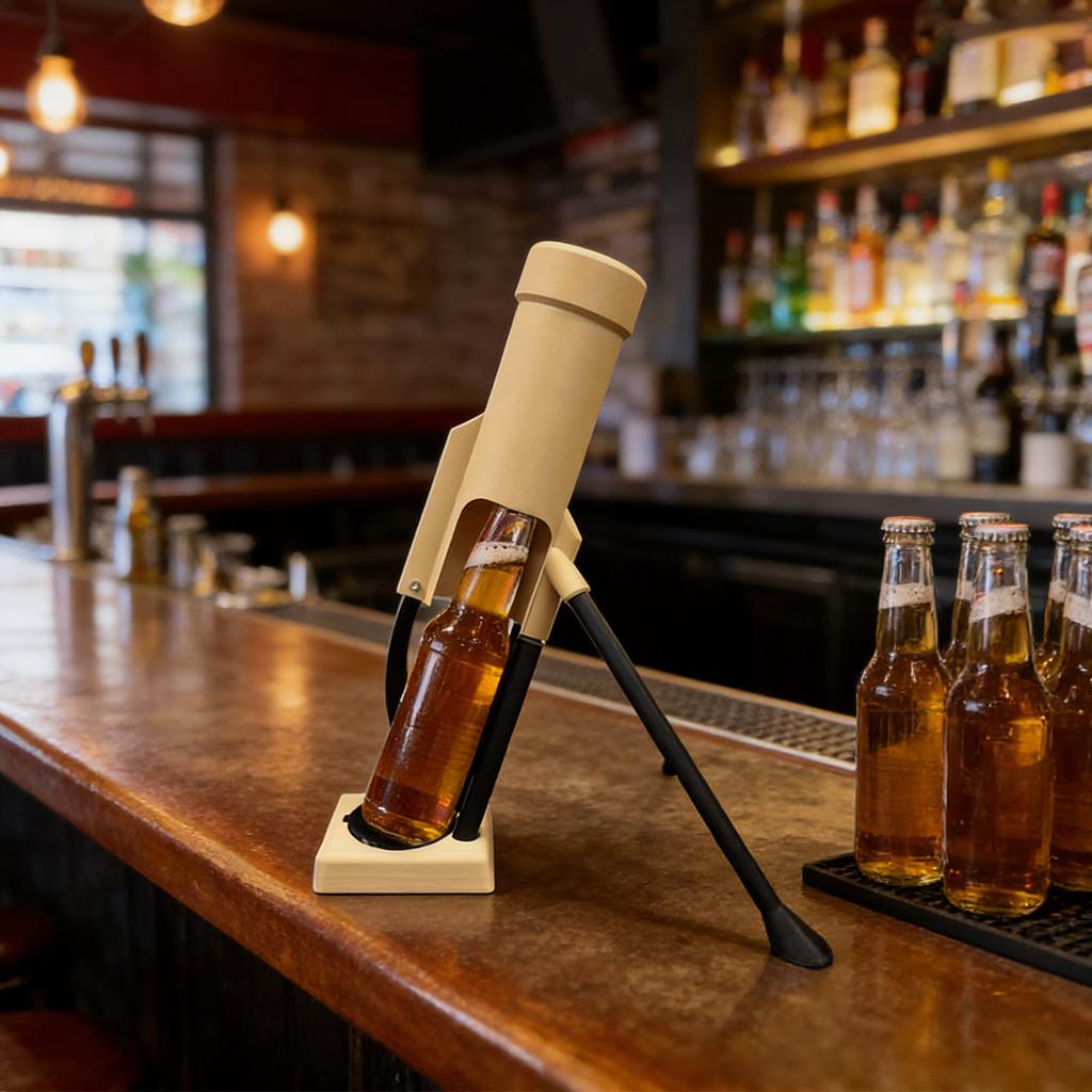 Beer Bottle Mortar Bottle Opener, 51mm Mortar Beer Bottle Opener Heavy-Duty Cap Hands-Free Push Down Opener Men's Exclusive Space For Bar