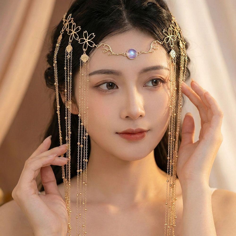Long Tassel Rhinestone Head Chain Shiny Tassel Hair Accessories  Women's Hair Jewelry