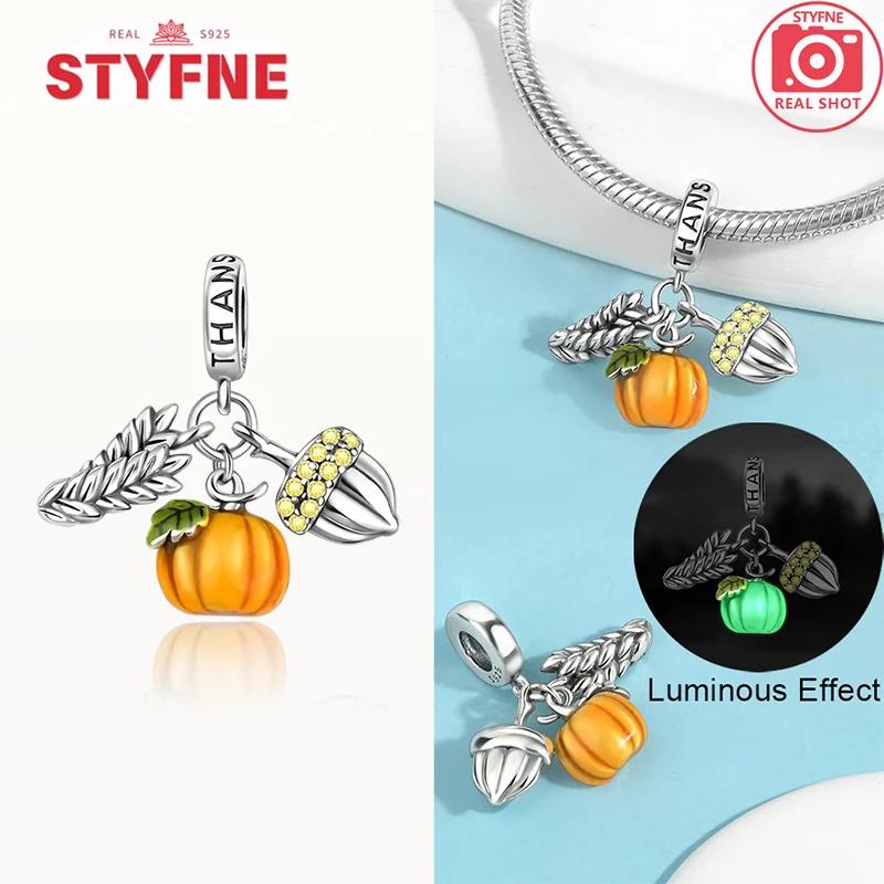 Coppercharms Ghost&Pumpkin New Halloween Party Luminous Beads Fit Original Bracelet Diy Fine Jewelry Gifts For Women Making