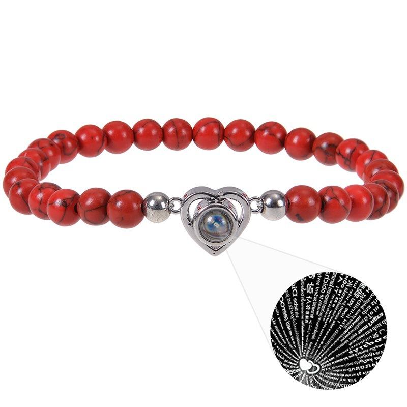 

JYL TS Bracelet I Love You Projection Beaded Deepens Emotional Connection Red turquoise-projection дюна кольору