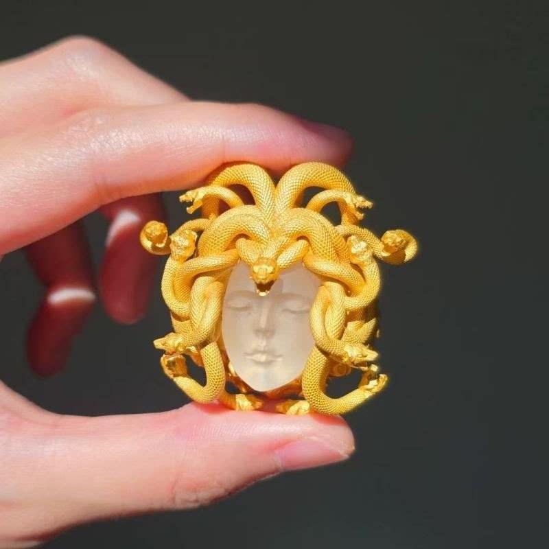 1Pcs Gold Adjustable Open Band Handmade Vintage Punk  Jewelry Accessory Unisex Gothic Greek Queen Snake Ring