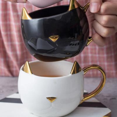 1 Stück Katzenohren Tasse Keramik Kaffeetasse Frühstück Milch Haferflocken Tassen Haushalt Büro Küche Trinkwerkzeuge Kreative Geschenke Paartassen
