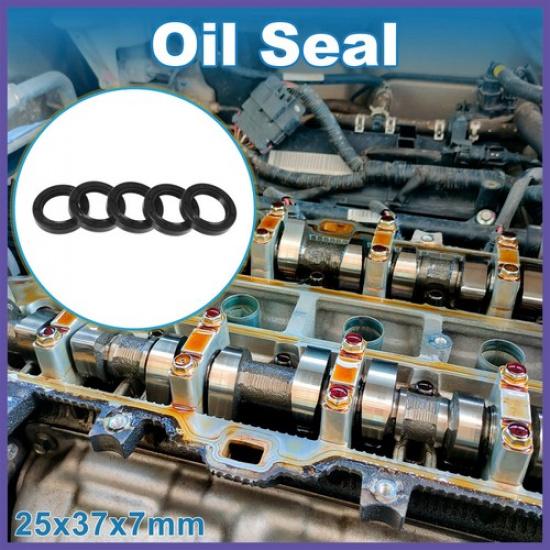 Oil Seal Seal Ring Rotary Shaft Seal Nitrile Rubber 25x37x7mm Black 5 Pcs New