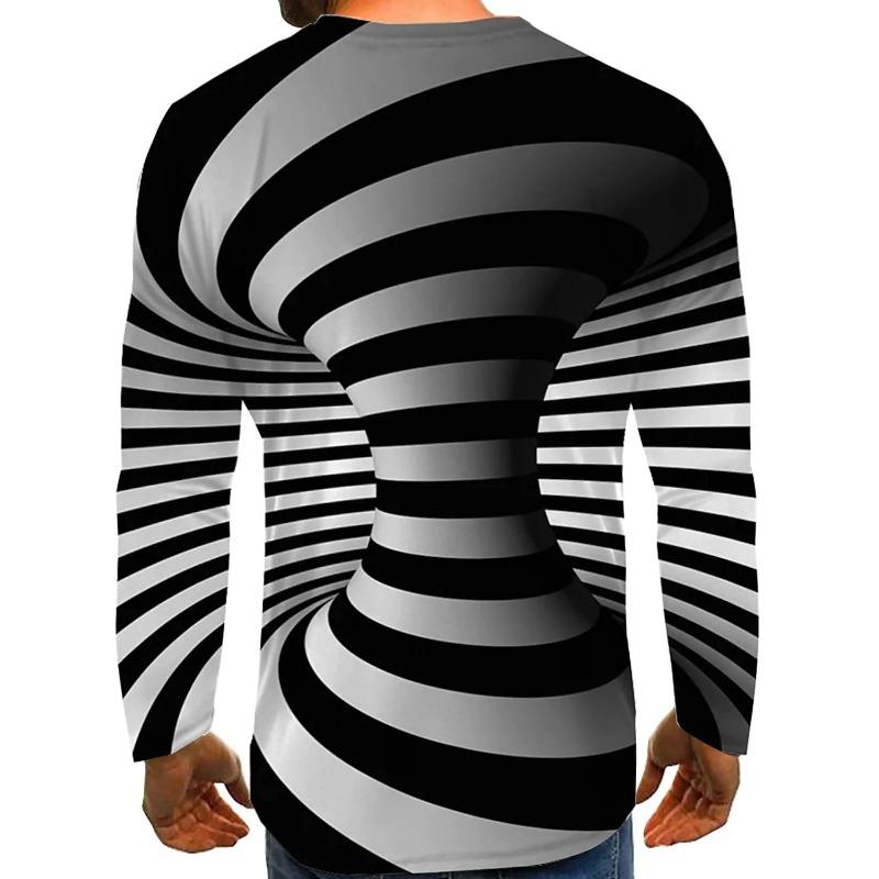 3D Printed Trend Long Sleeved Fashion Round Neck T-shirt