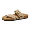 Fashion Womne's Retro Cork Sole Slippers Fashion Buckle Clip Toe Flat Sandals for Women 2025 Summer Comfort Non Slip Beach Shoes Slides