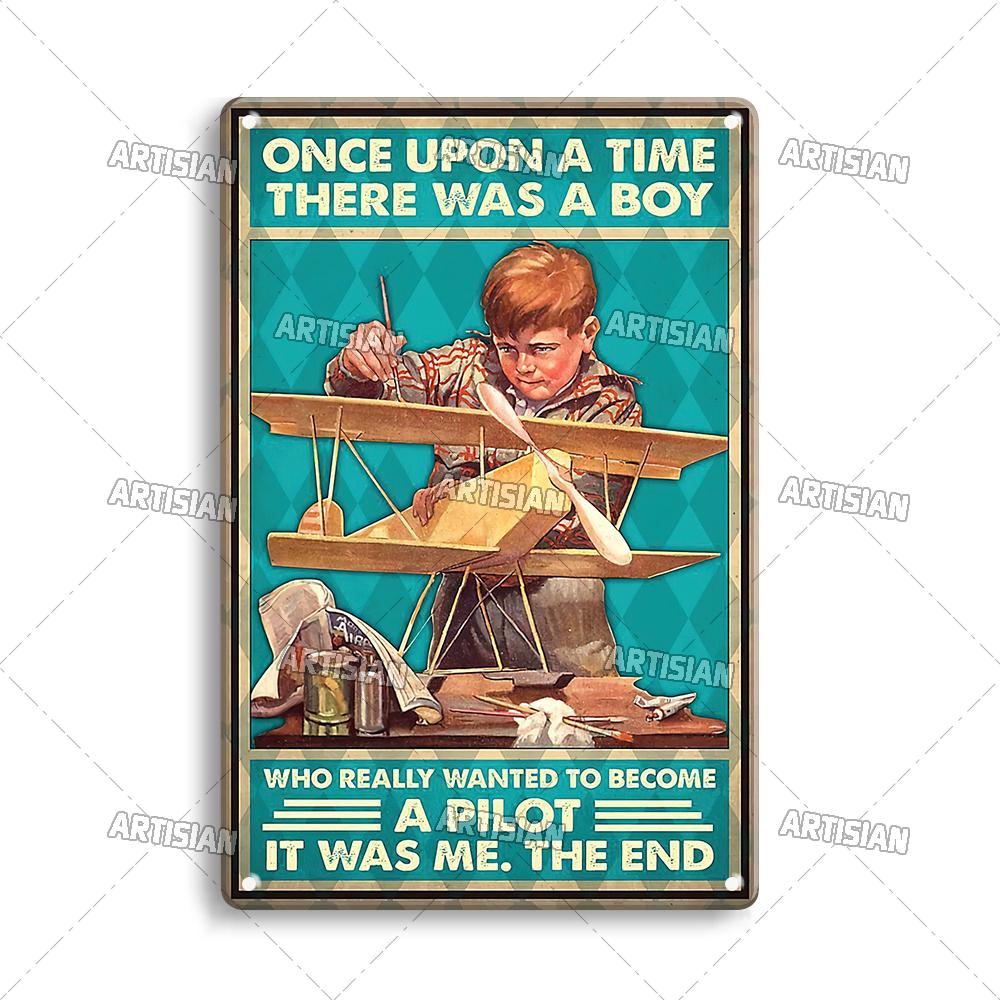 Artisian Flying Metal Sign Pilot Tin Poster Flight Attendant Decorative Plate Wall Decor Garage Bar Pub Club Hotel Cafe Kitchen