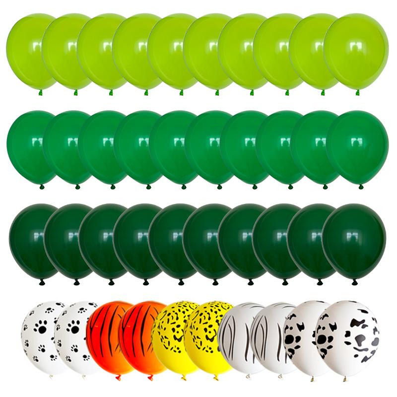 40pcs Green Balloons Set Metallic Confetti Balloon Jungle Safari Animal Birthday Party Decorations Kids Boy Baby Shower